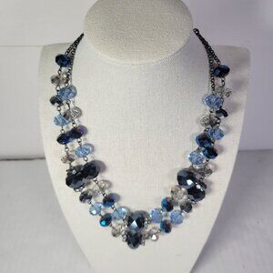 Trifari Multicolor Crystal Beaded Statement Necklace With Adjustable Chain